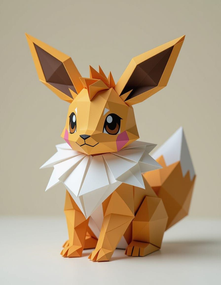 Origami Eevee in Pop Surrealist Style