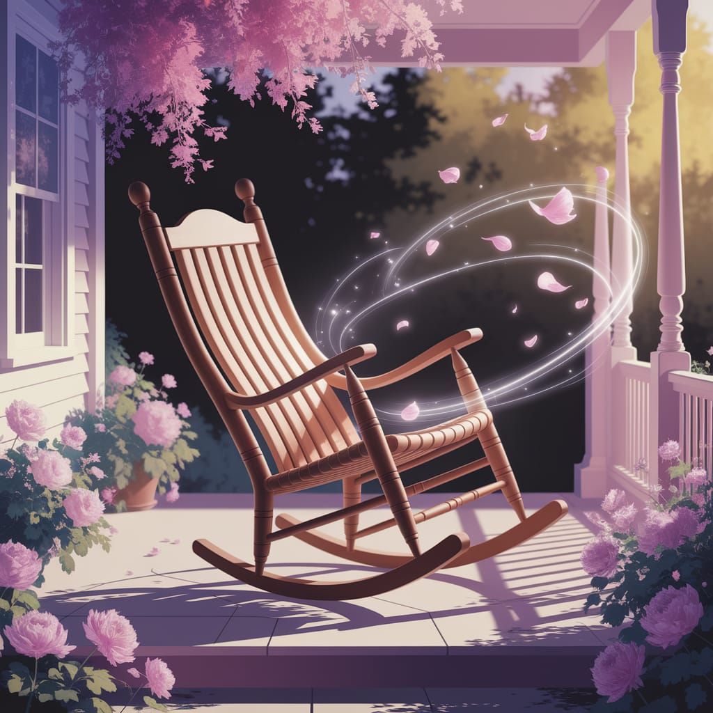 Futuristic Rocking Chair Dances on a Sunlit Porch
