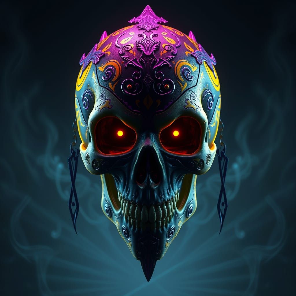 Dark Fantasy Skull Masterpiece with Ornate Details