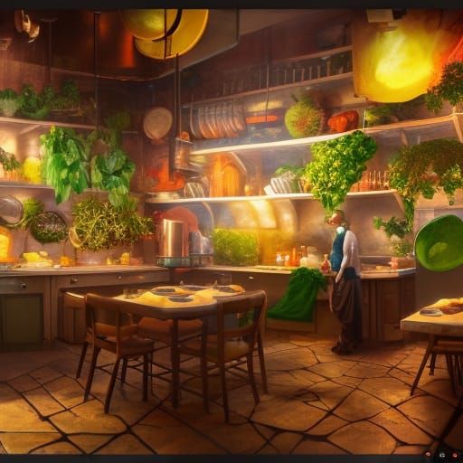 Living Ingredients in a Fantastical Restaurant Kitchen