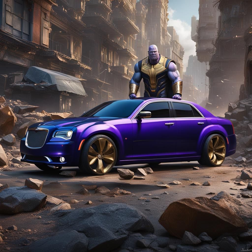 Thanos and Chrysler 300C SRT8: Detailed Matte Painting