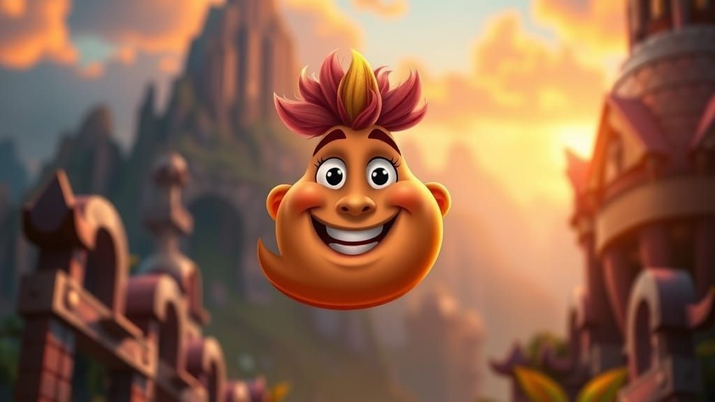 Vibrant Fantasy Character with Friendly Smile in Whimsical L...