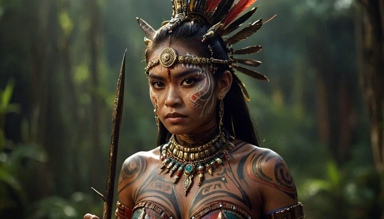 Tribal Female Warrior in Cinematic Portrait