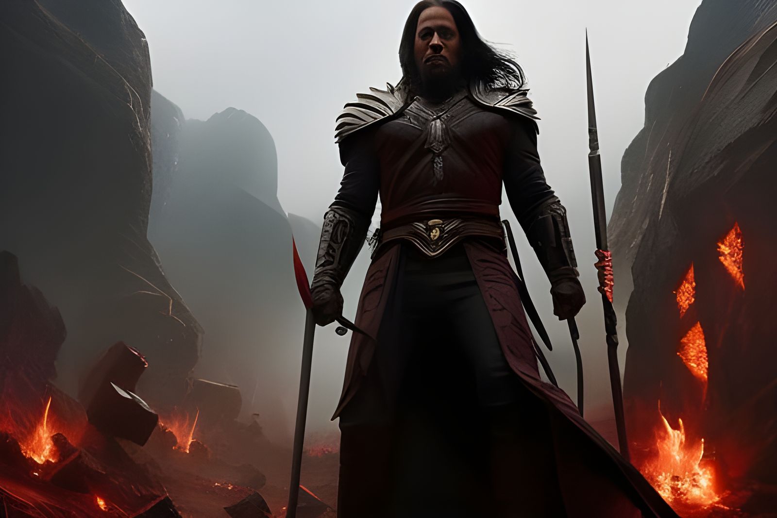 God of Thunder in Wasteland, Detailed Digital Art