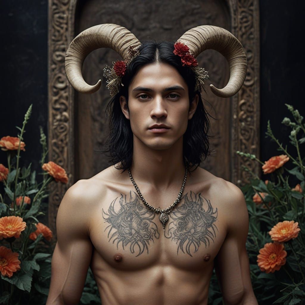 Aries Zodiac Embodied as Baroque God