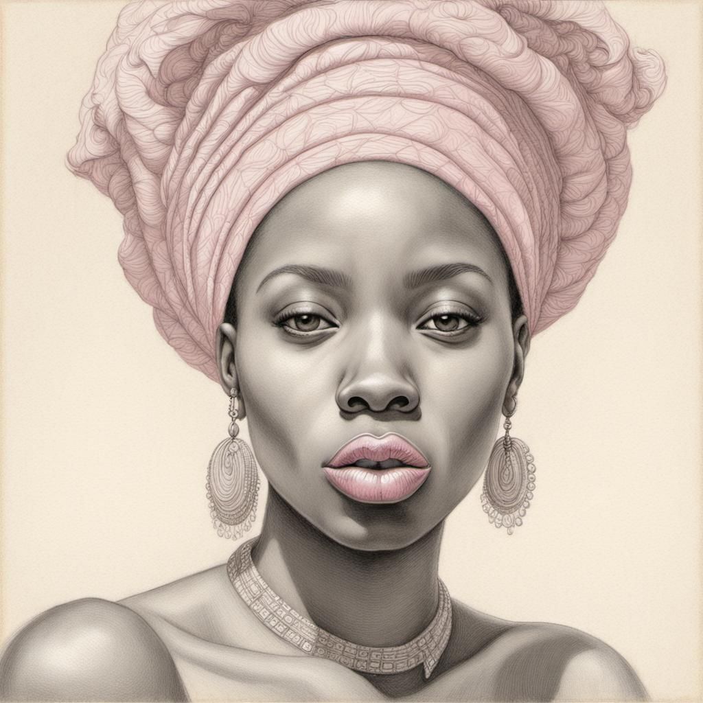 Detailed Pencil Sketch of African American Woman