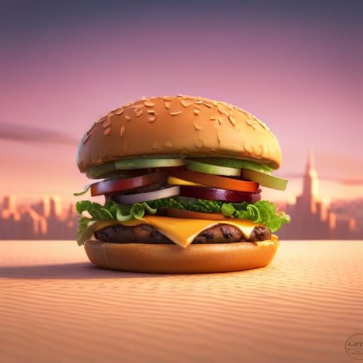 Disturbing Burger Made of Body Parts: 3D Digital Art