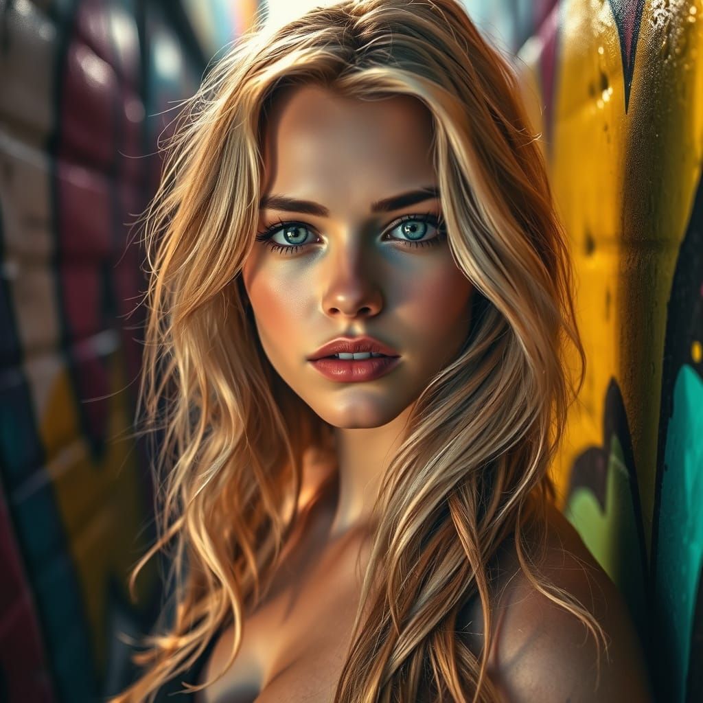 Majestic Beauty in Vibrant Graffiti Alleyway