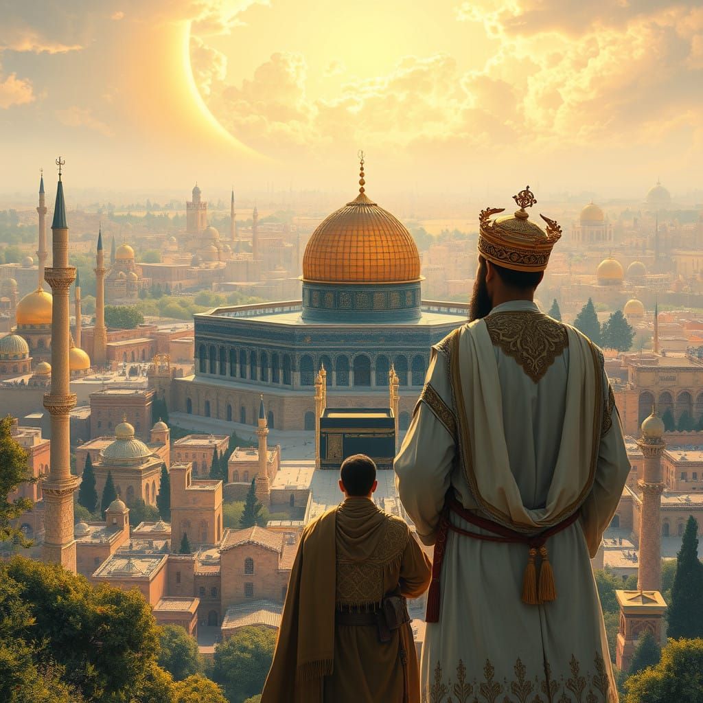 Majestic Jerusalem with Golden Dome of the Rock and Sultan S...