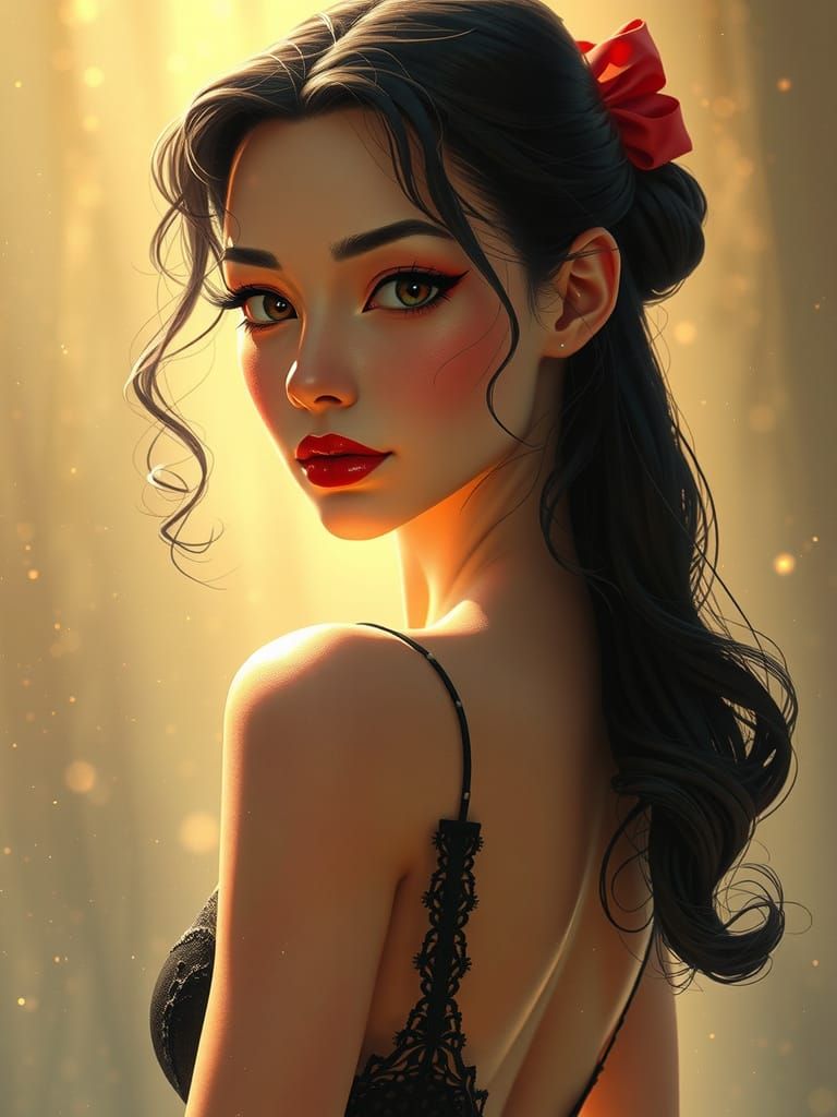 Enigmatic Young Woman in Golden Morning Light