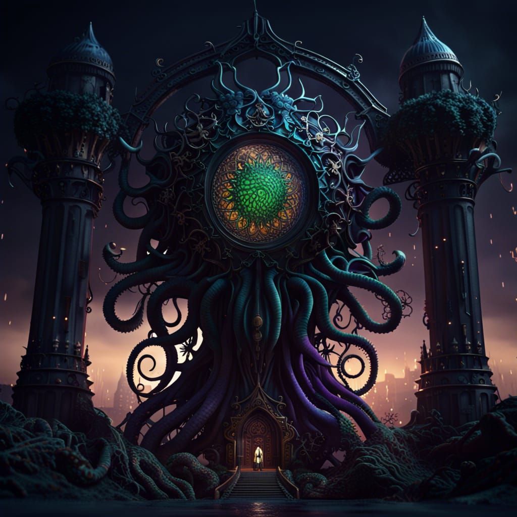 Yog Sothoth in R'lyeh: Dark Steampunk Art