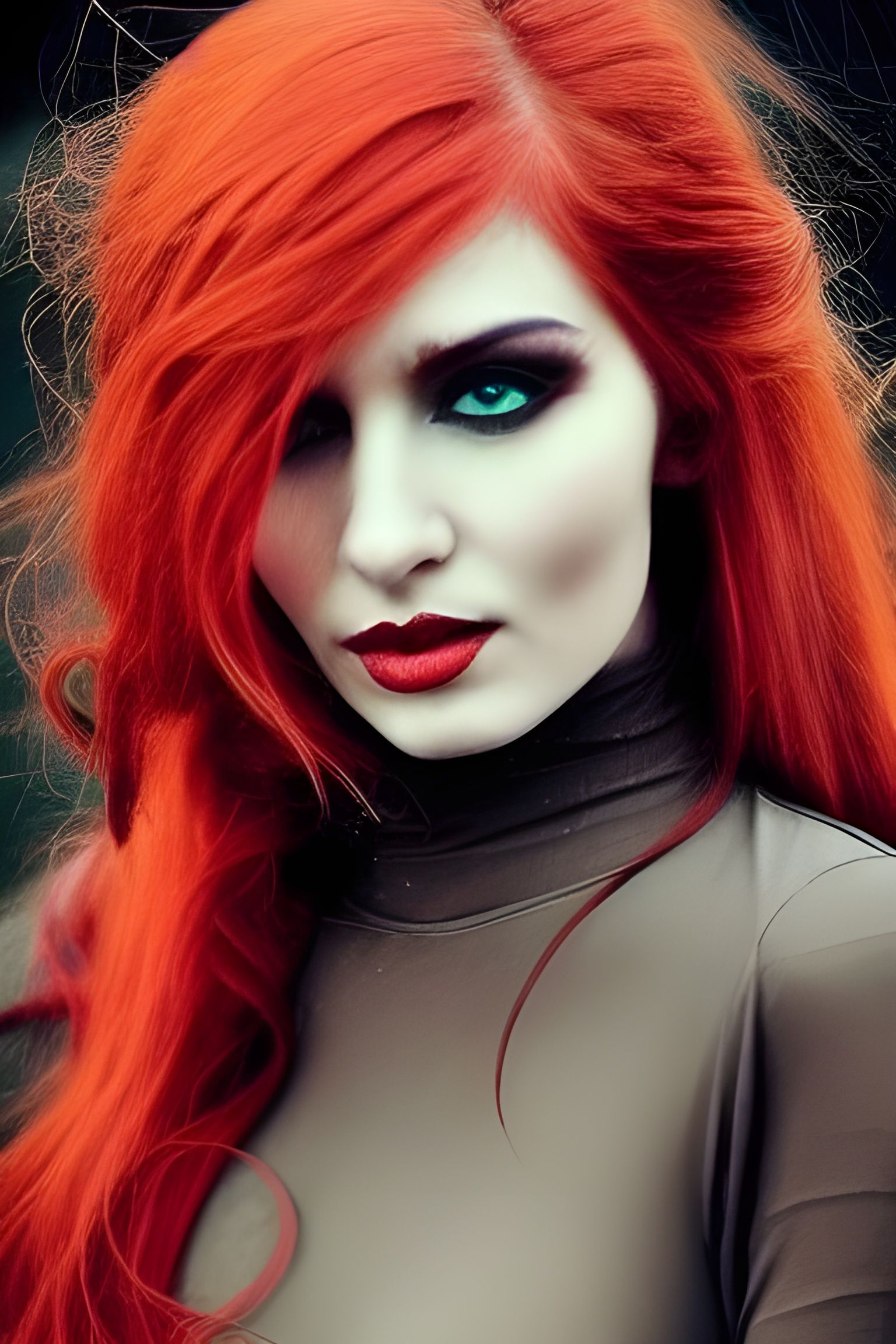 Elven Woman in Hellish Landscape: Digital Art