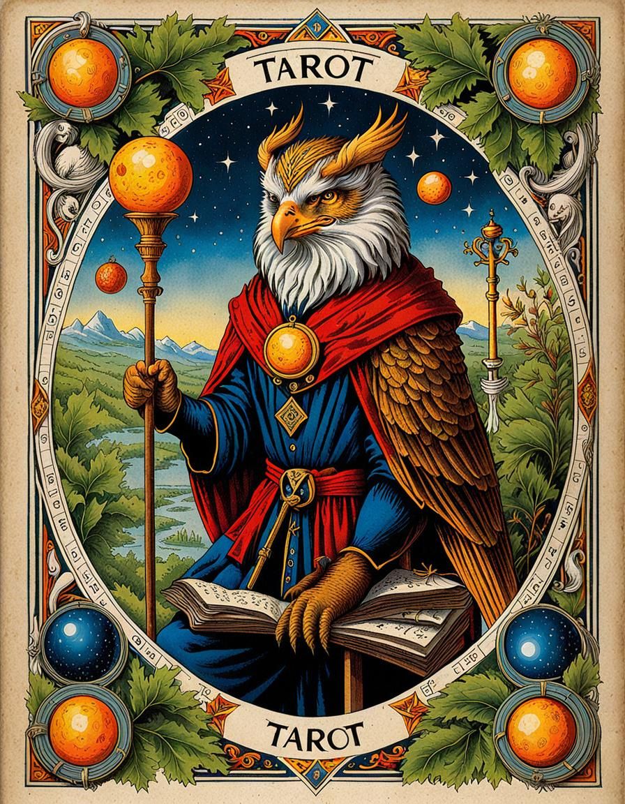 Detailed Tarot Card of a Nature Guardian
