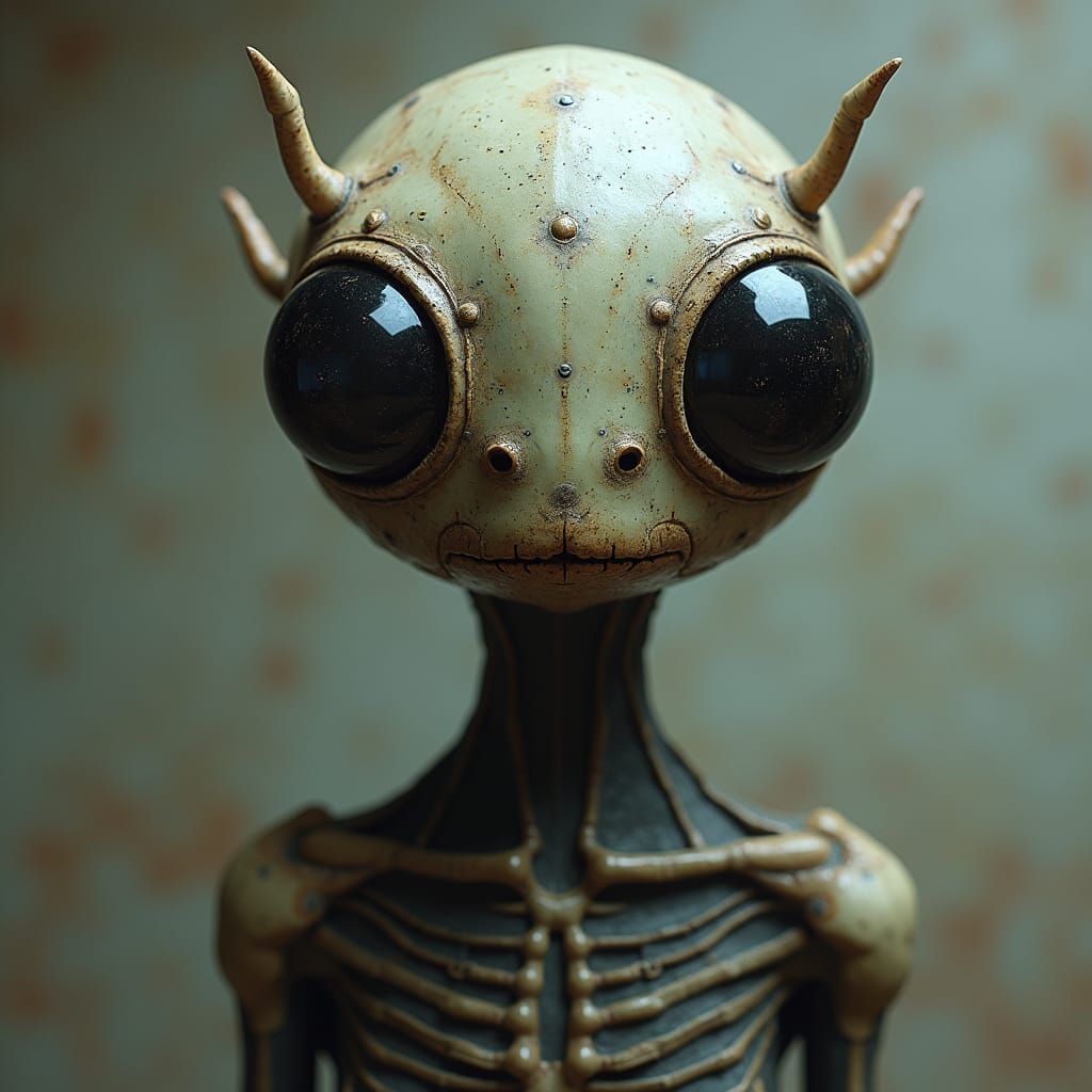 Surreal Humanoid with Bug Eyes: Distorted Realism