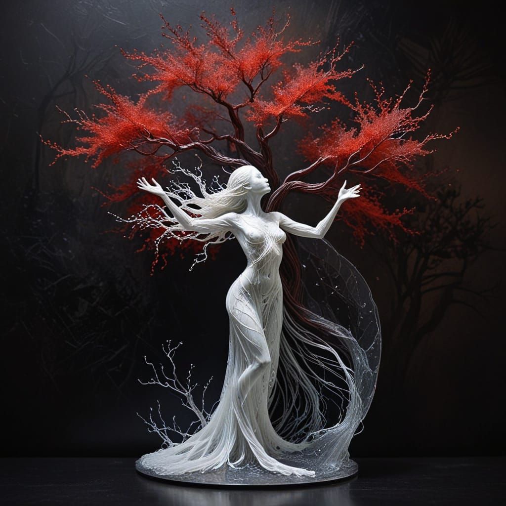 Ghostly Tree Spirit in Acrylics on Canvas