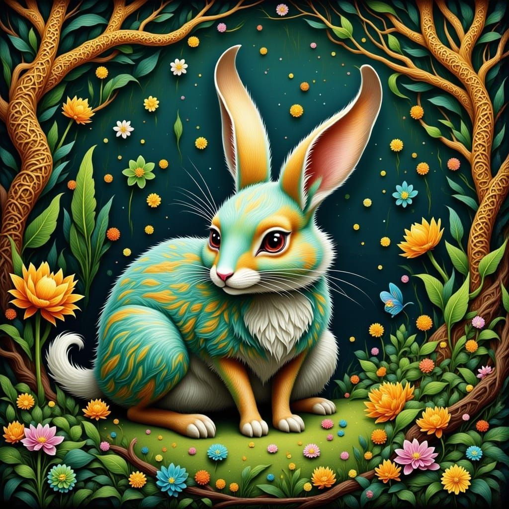 Mystical Phouka Rabbit Trickster in Emerald Forest