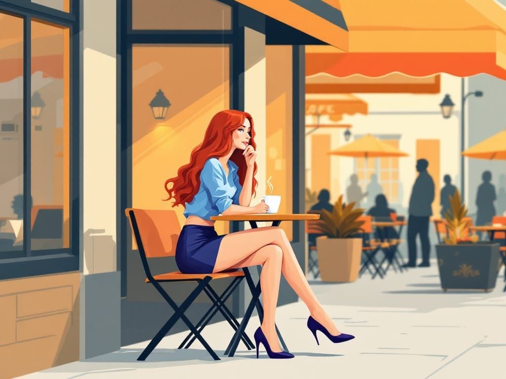 Modern Minimalist Woman in Café Setting