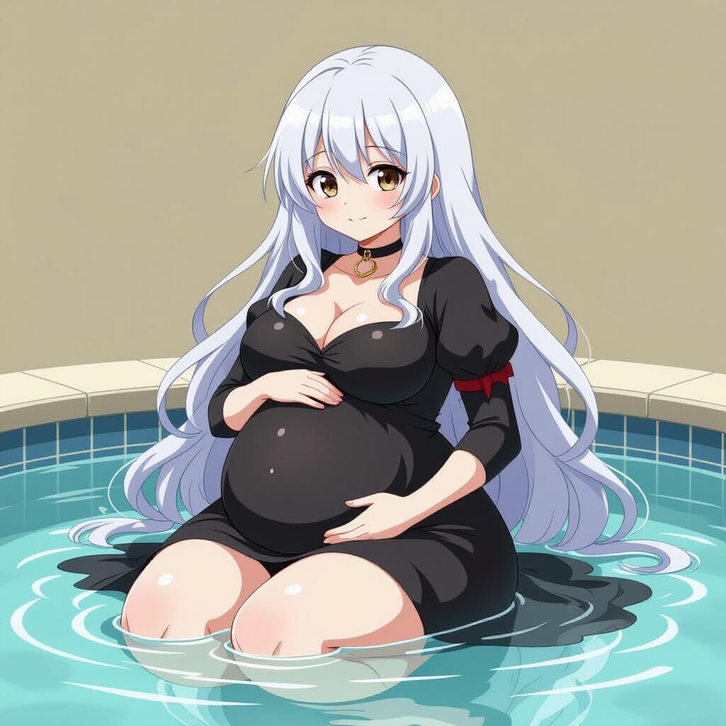 Anime Woman in Milk Pool: Cartoonish Style