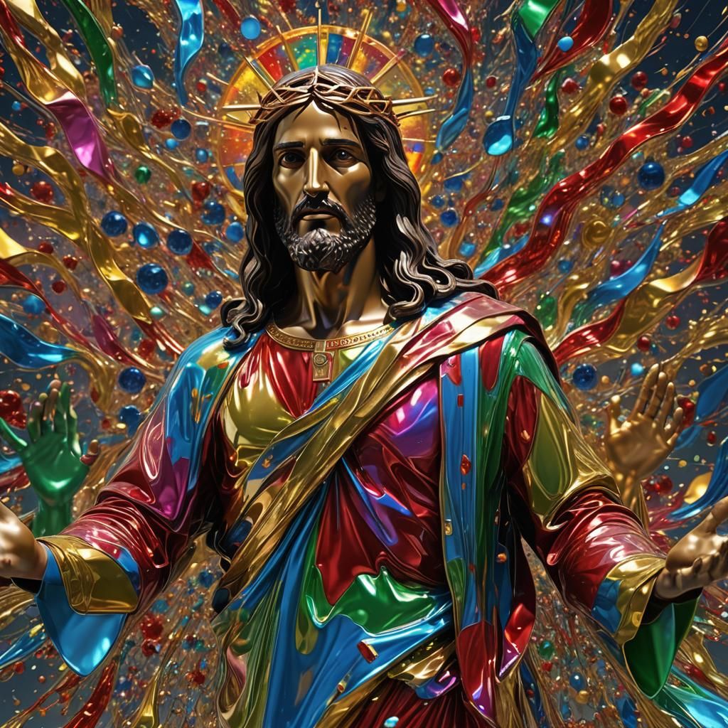 Vibrant Abstract Portrait: Jesus Christ's Arrival