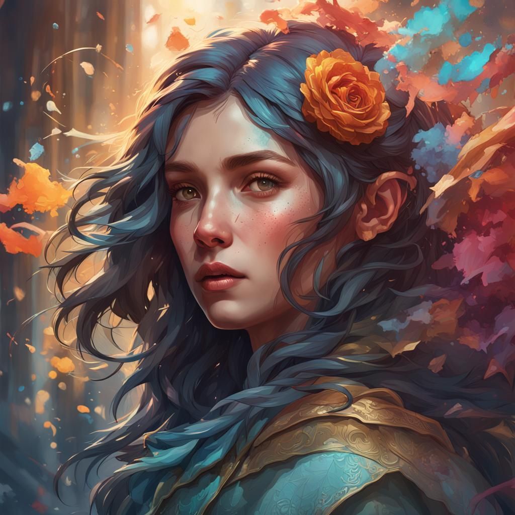 Detailed Portrait in Art Nouveau Style