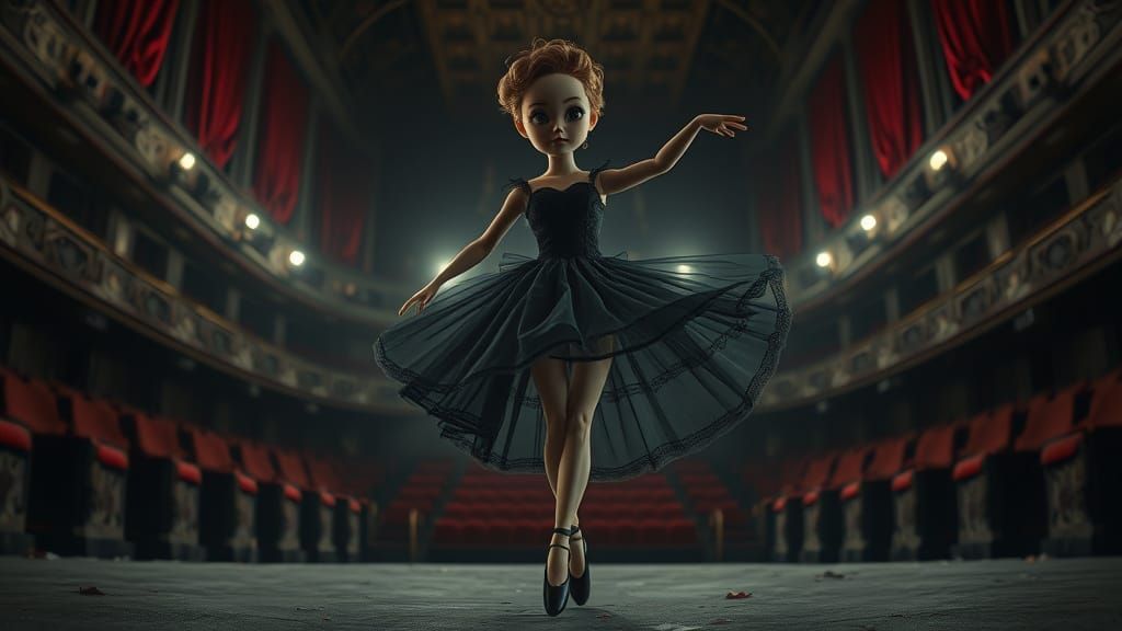 Gothic Ballerina BJD Doll in Kawaii Hyperrealism