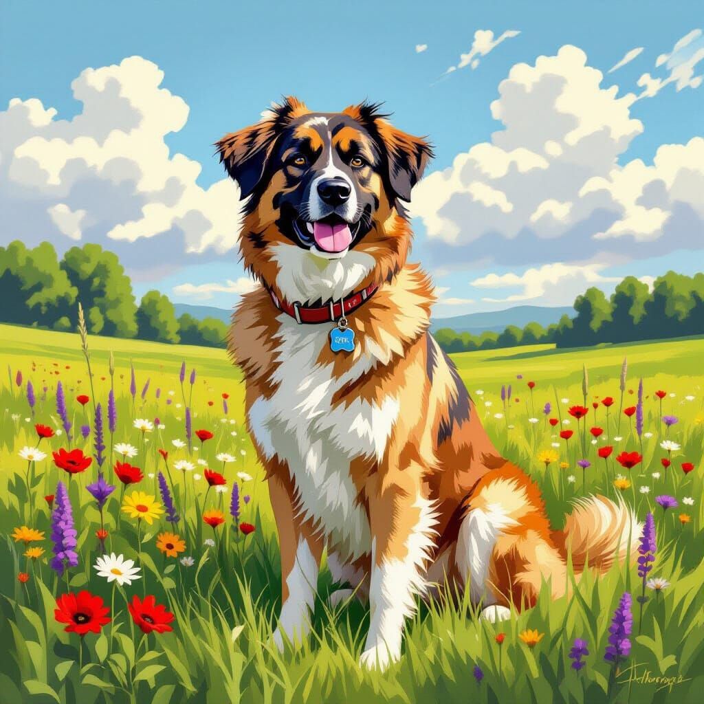 Kangal Shepherd Dog in a Lush Meadow