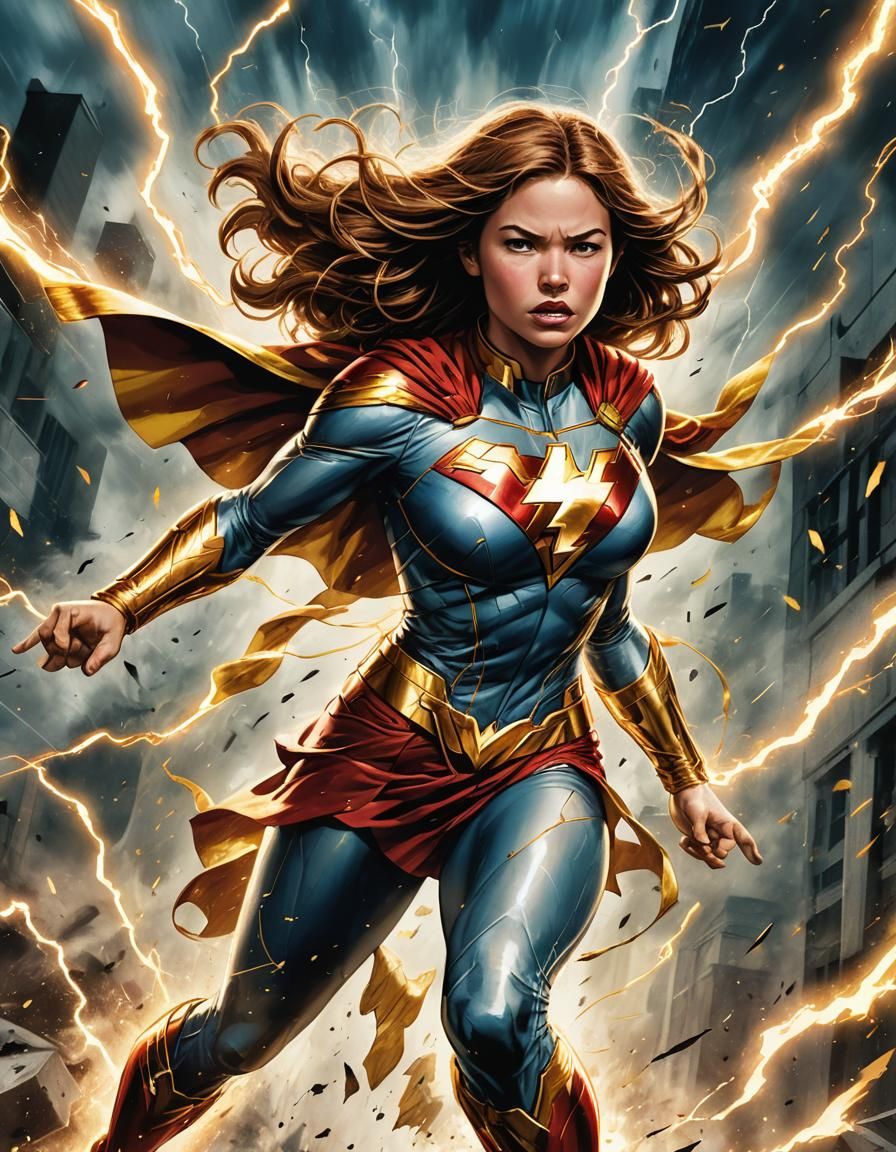 Mary Marvel Soars in Comic Book Art Style