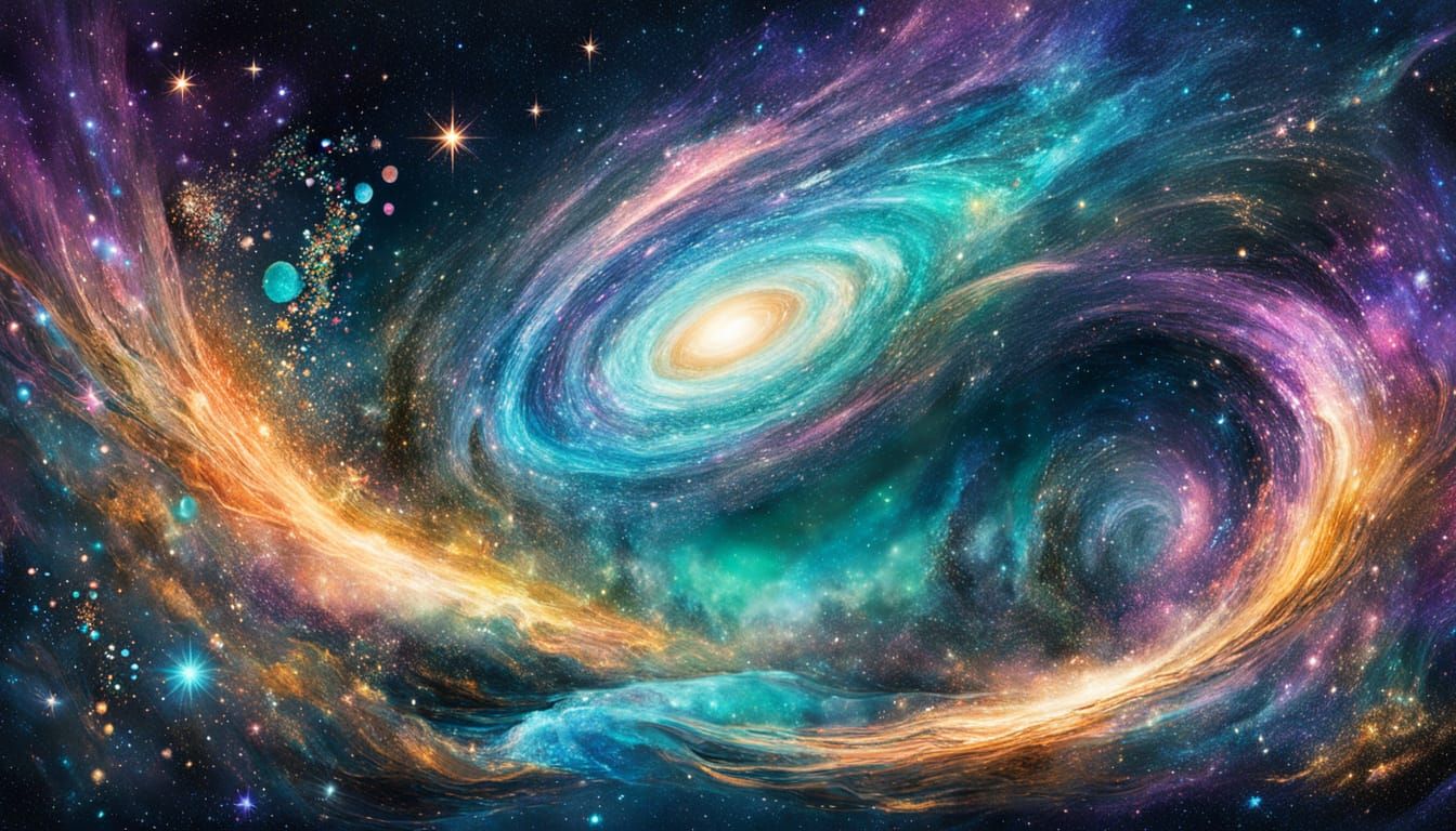 Starlit Forest Clearing in Holographic Astral Style