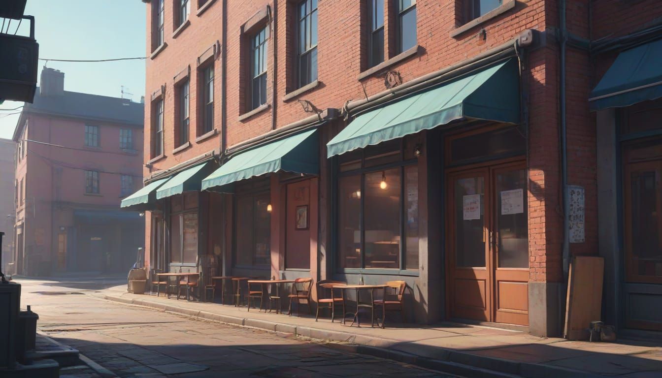 Cozy Cafe at Dawn in Lo-fi Anime Style