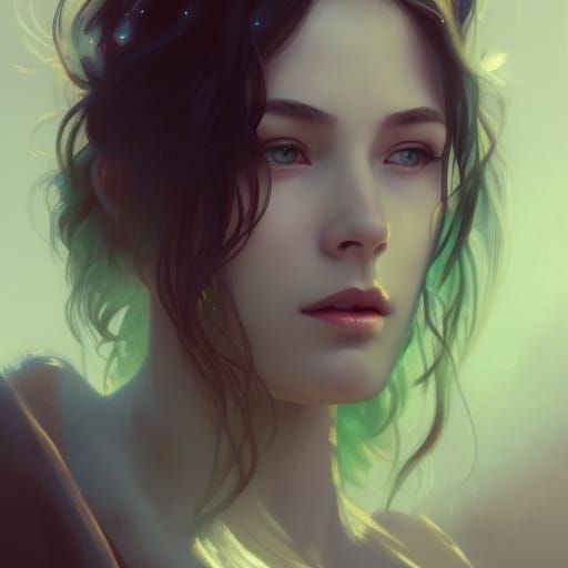 Woman with Cactus: Hyperdetailed Art Nouveau Portrait