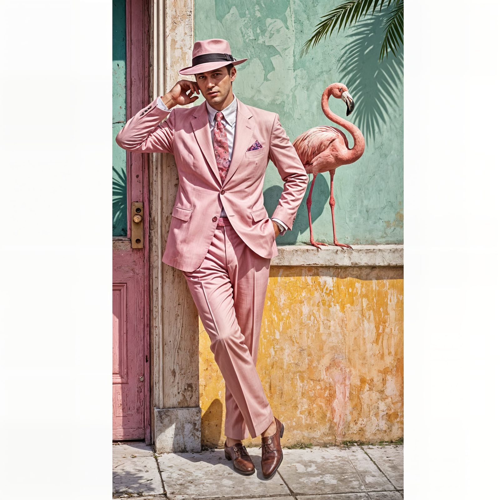 Cuban Man in Pink Suit, Vintage Fashion Illustration