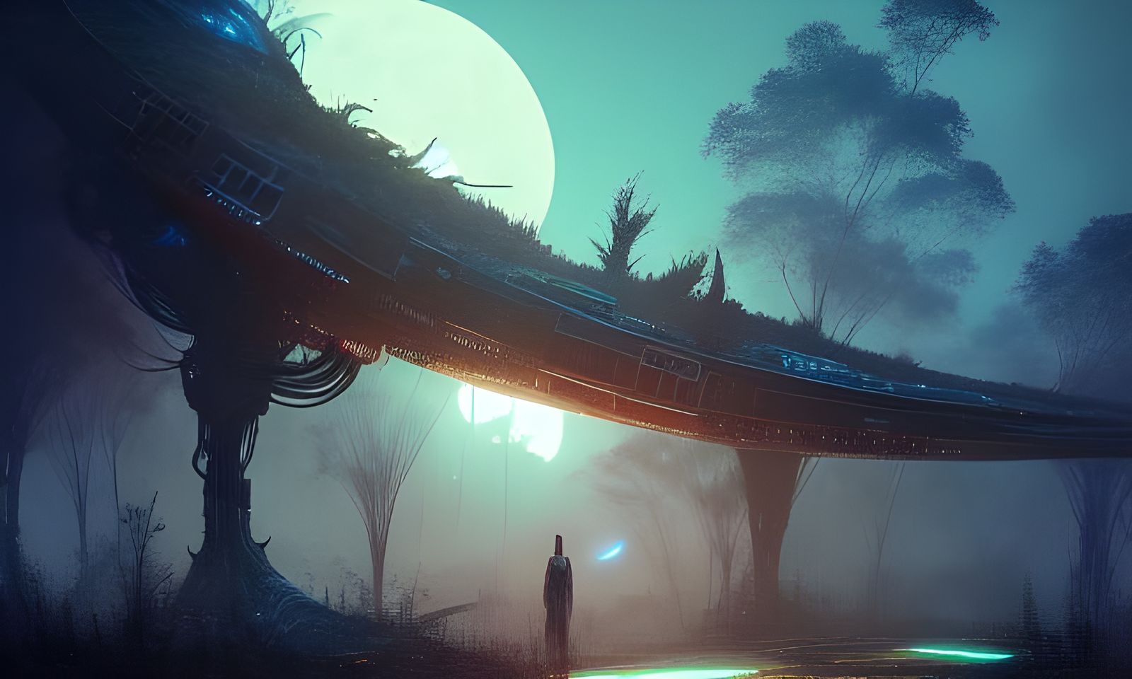 Overgrown Spaceship on Alien World, Hyperdetailed Sci-Fi Art