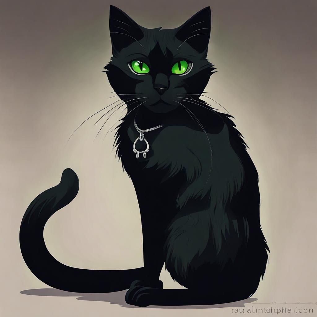 Agile Black Cat: Fantastical Digital Art