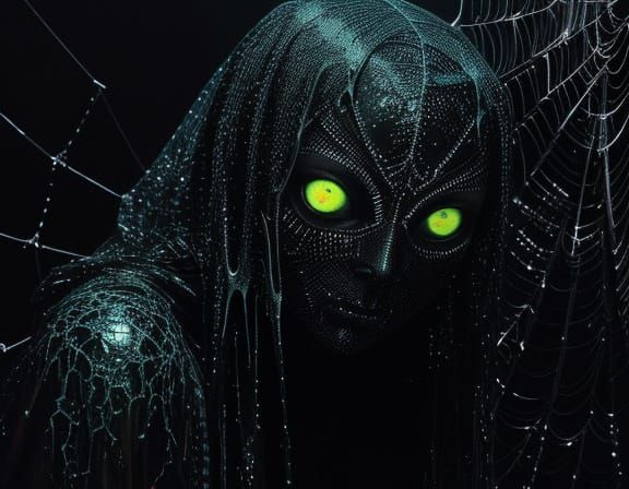 Oil Painting of Nihilistic Creature in Sinful Webs