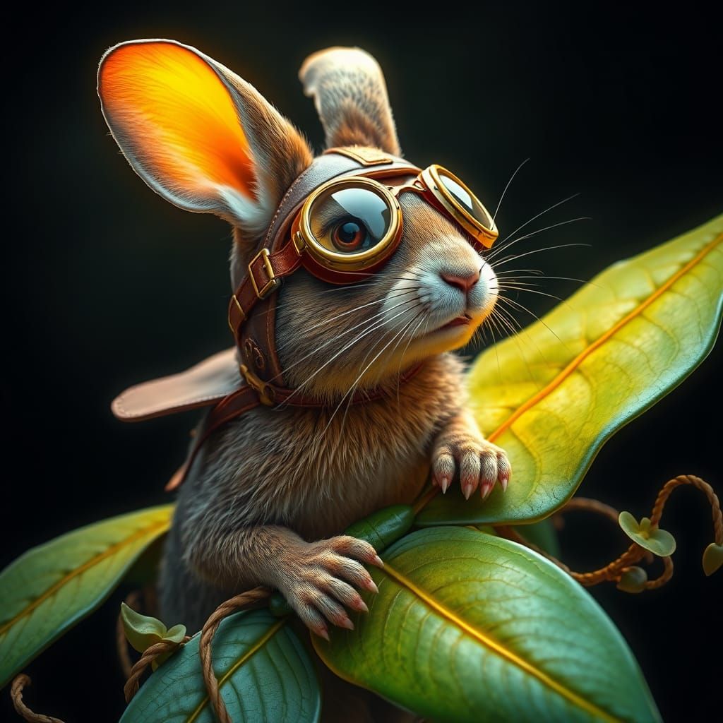 Fearless Rabbit Aviator in Golden Light