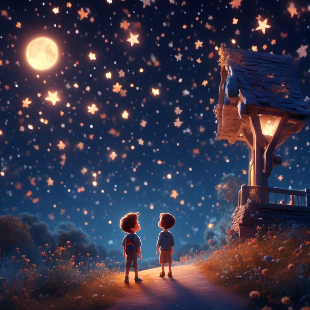 Boy with Googly Eyes Gazing at Stars