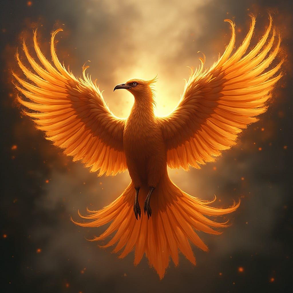 Mysterious Phoenix Bird Tattoo in Black and White