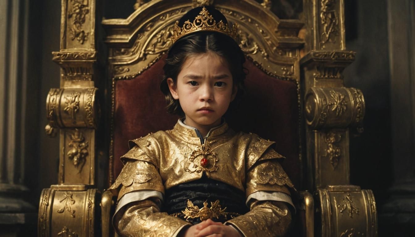 Child Emperor Surrounded by Gold in Cinematic Style
