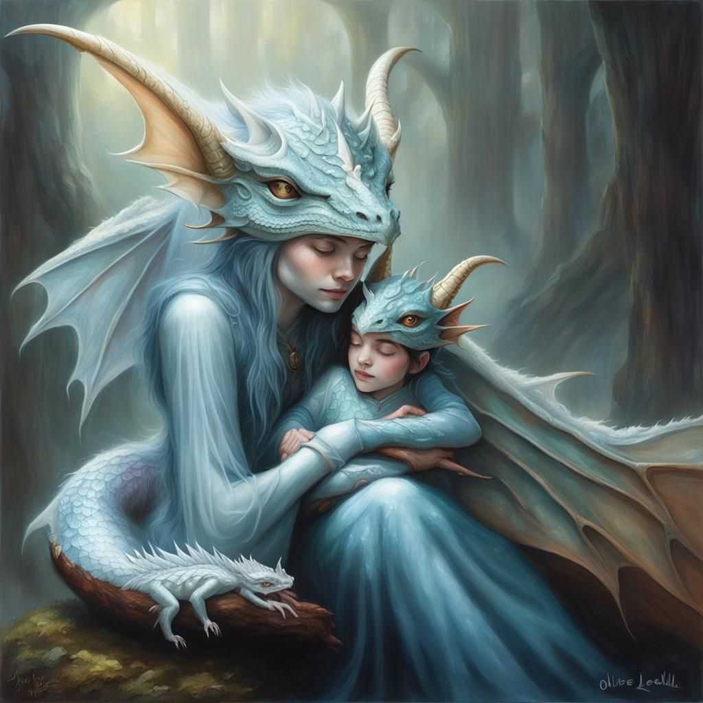 Elf and Dragon Love in Ethereal Fantasy Style