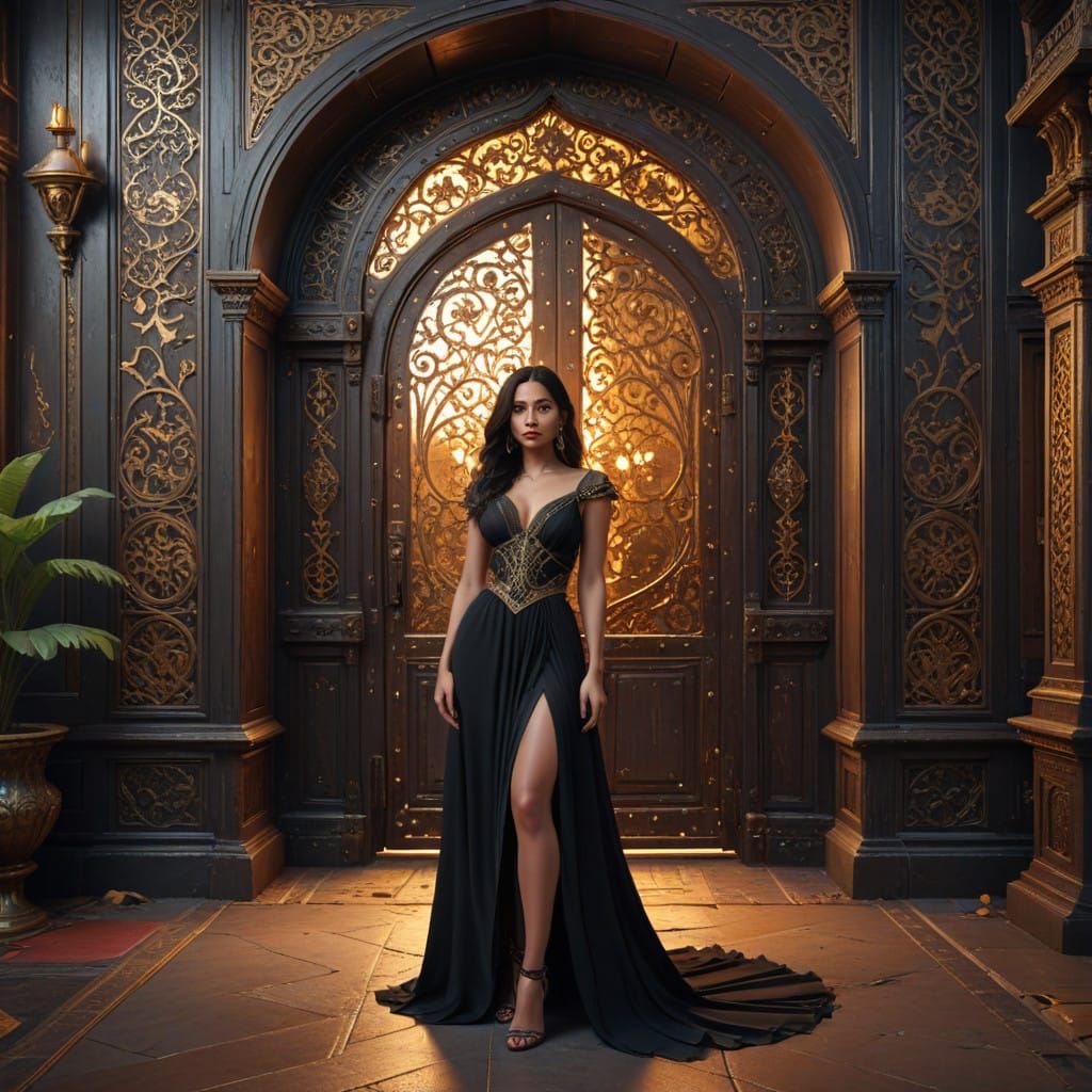 Jasmin in Enchanting Middle Eastern Attire, Cinematic Photo-...