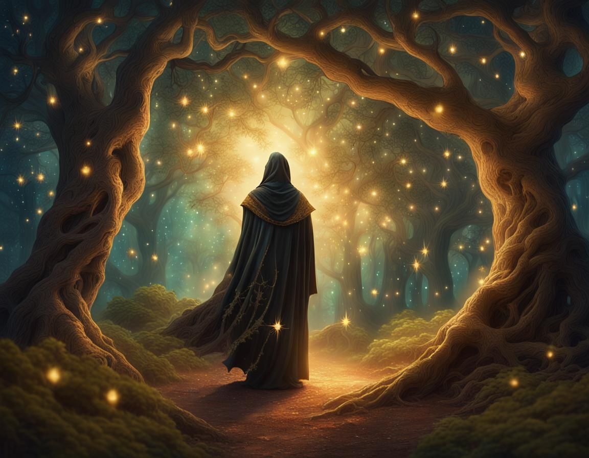 Enchanted Forest Figure in Whimsical Fantasy Art