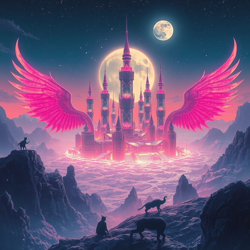 Ethereal City Floating Above Alien Ocean