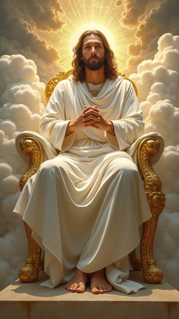 Divine Christ on Cloudy Throne in Renaissance Style