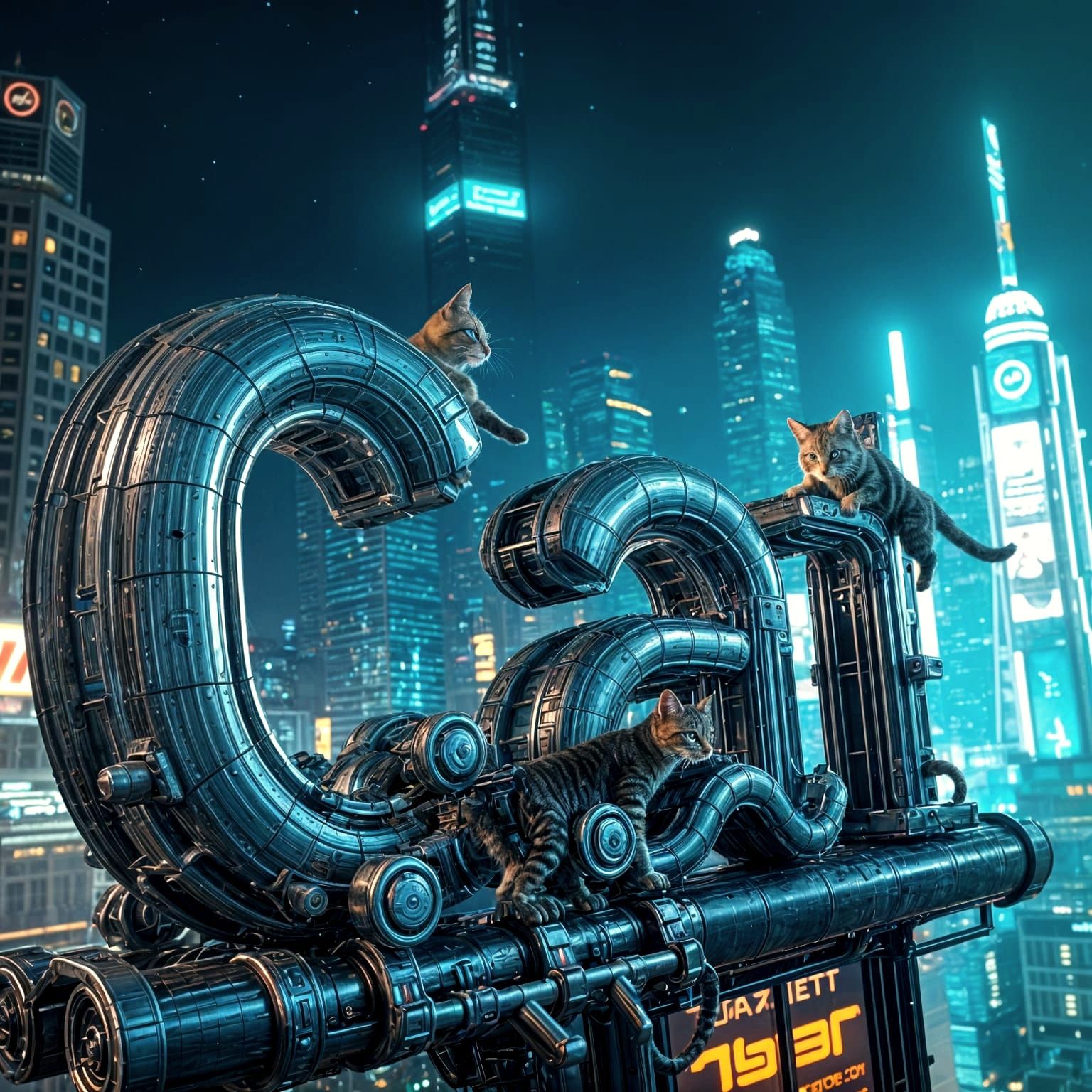 Futuristic Cat Climbing Frame in Sci-Fi Style