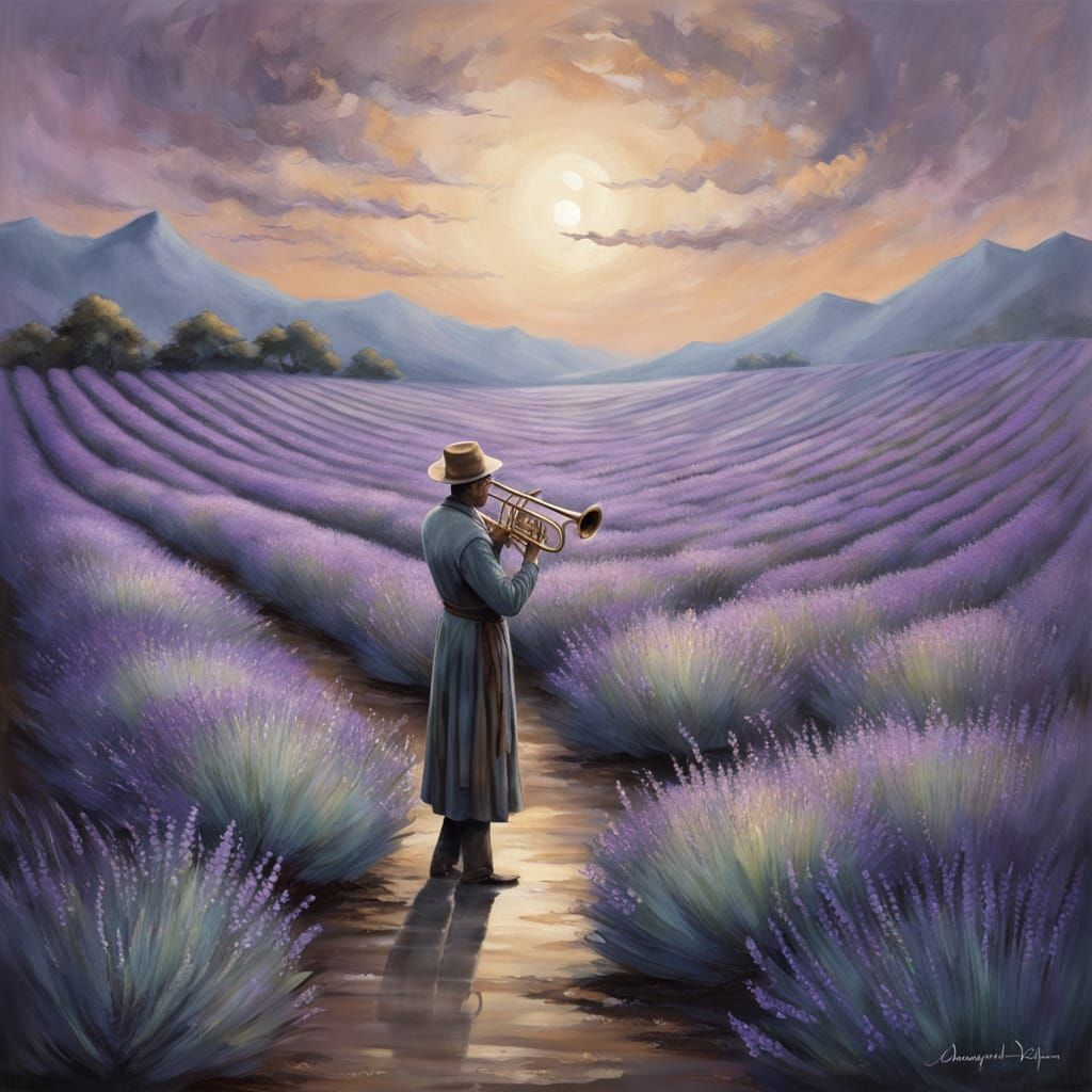 Twilight Lavender Field Dreamscape