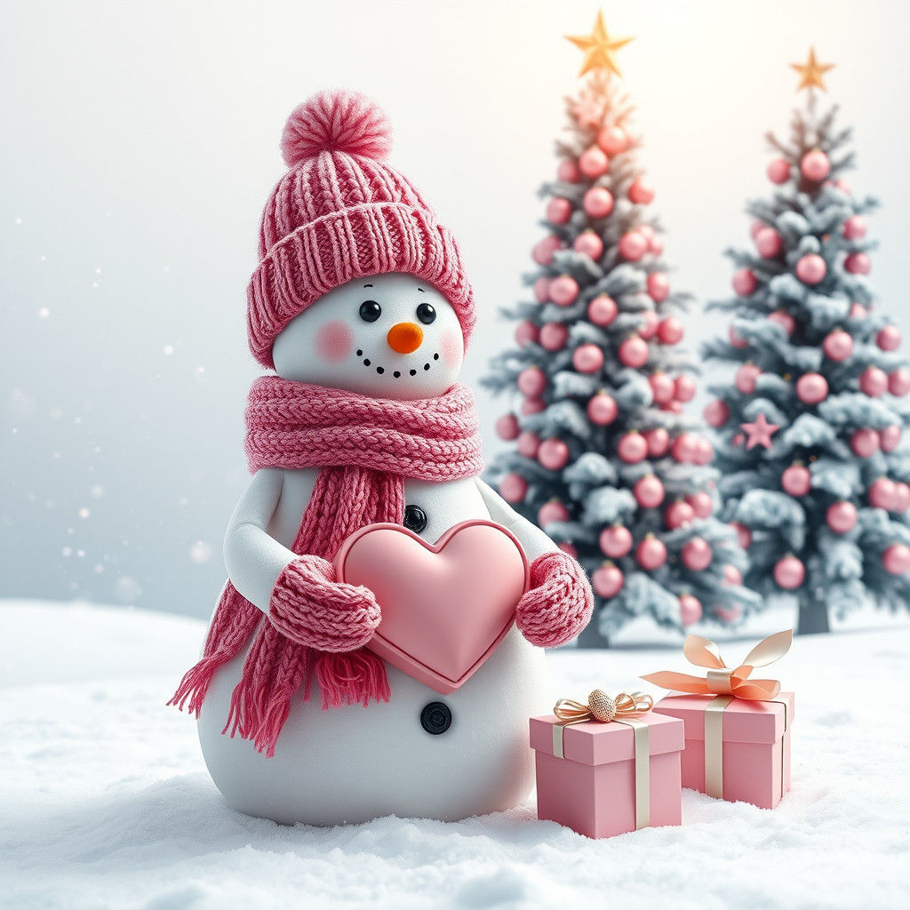 Snowman in Winter Wonderland with Pink Details