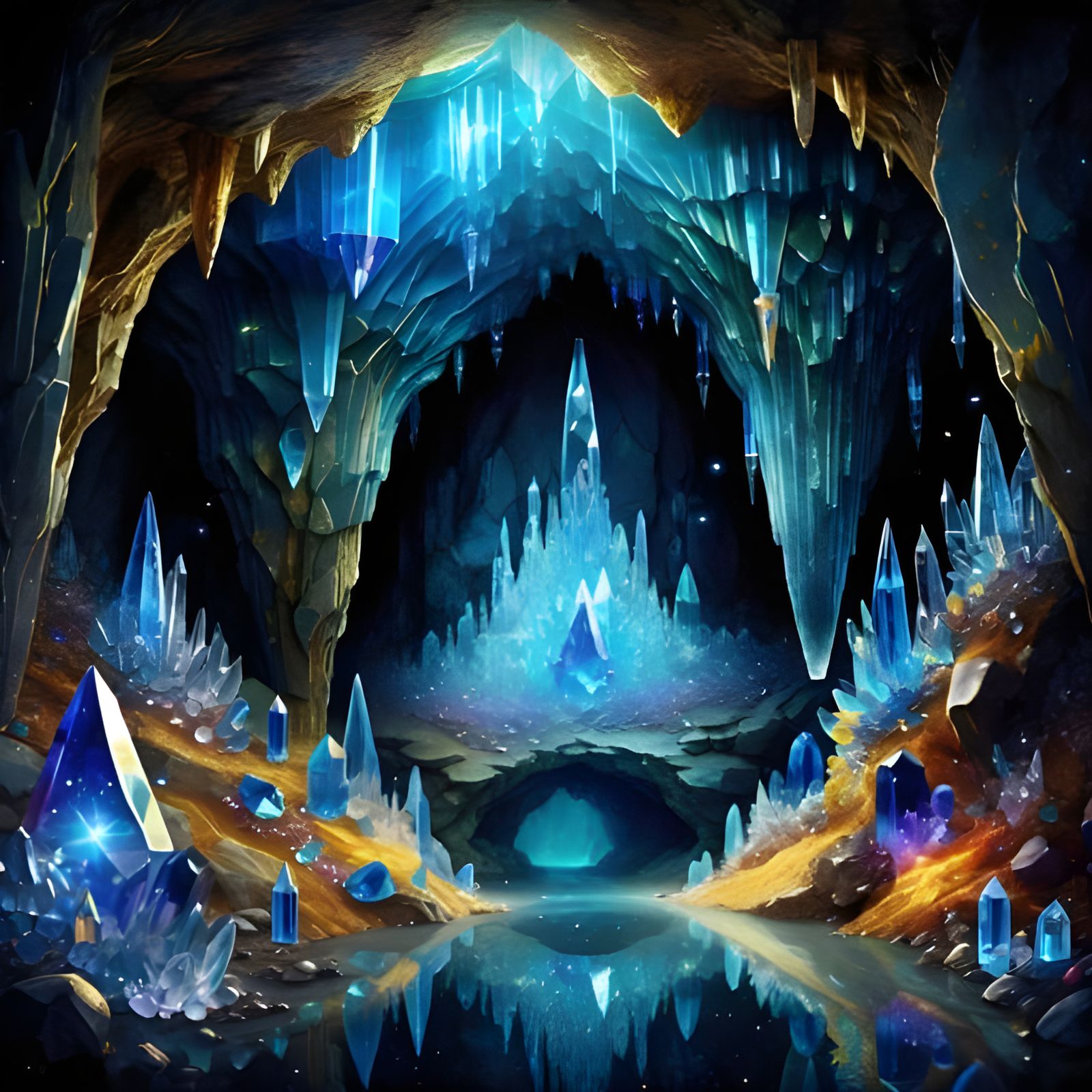 Surreal Crystal Cave Portal in Surrealism Style
