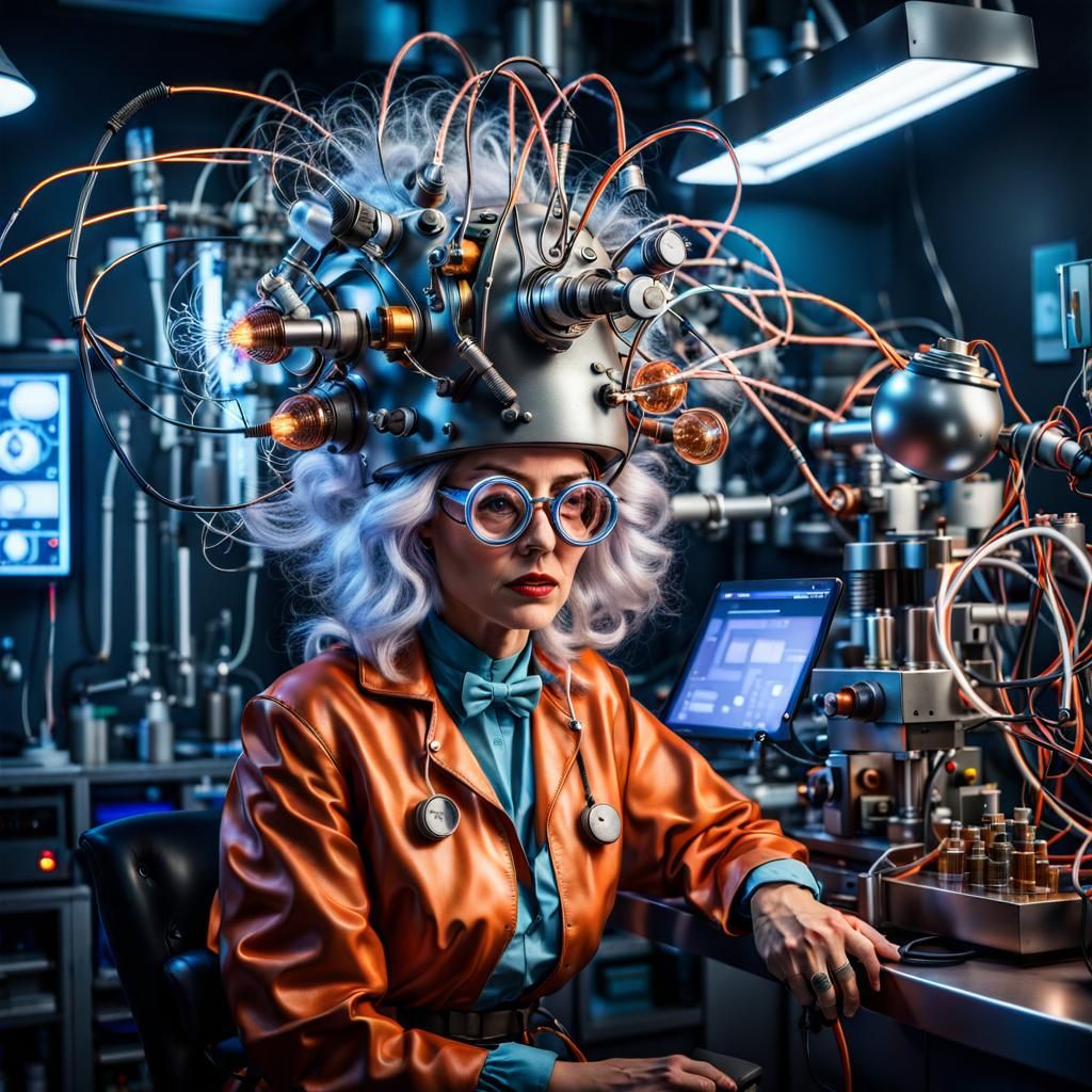 Photorealistic Mad Scientist in Elaborate Laboratory
