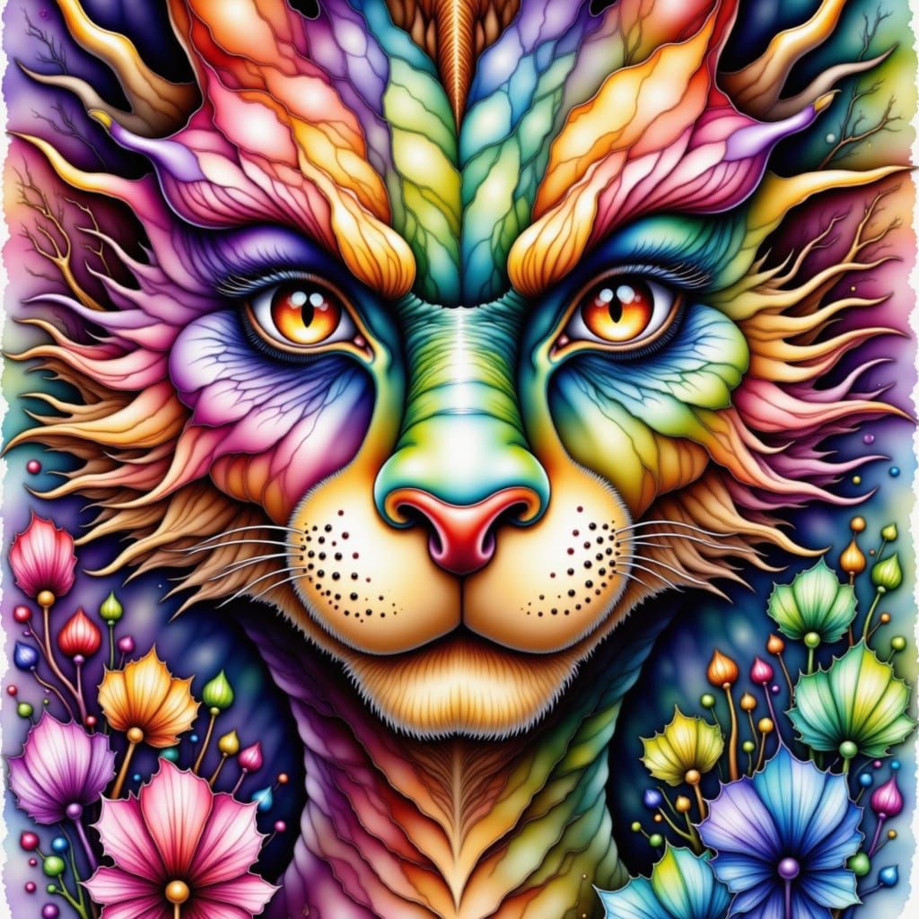 Draco Dragon Face with Watercolor Fire Background