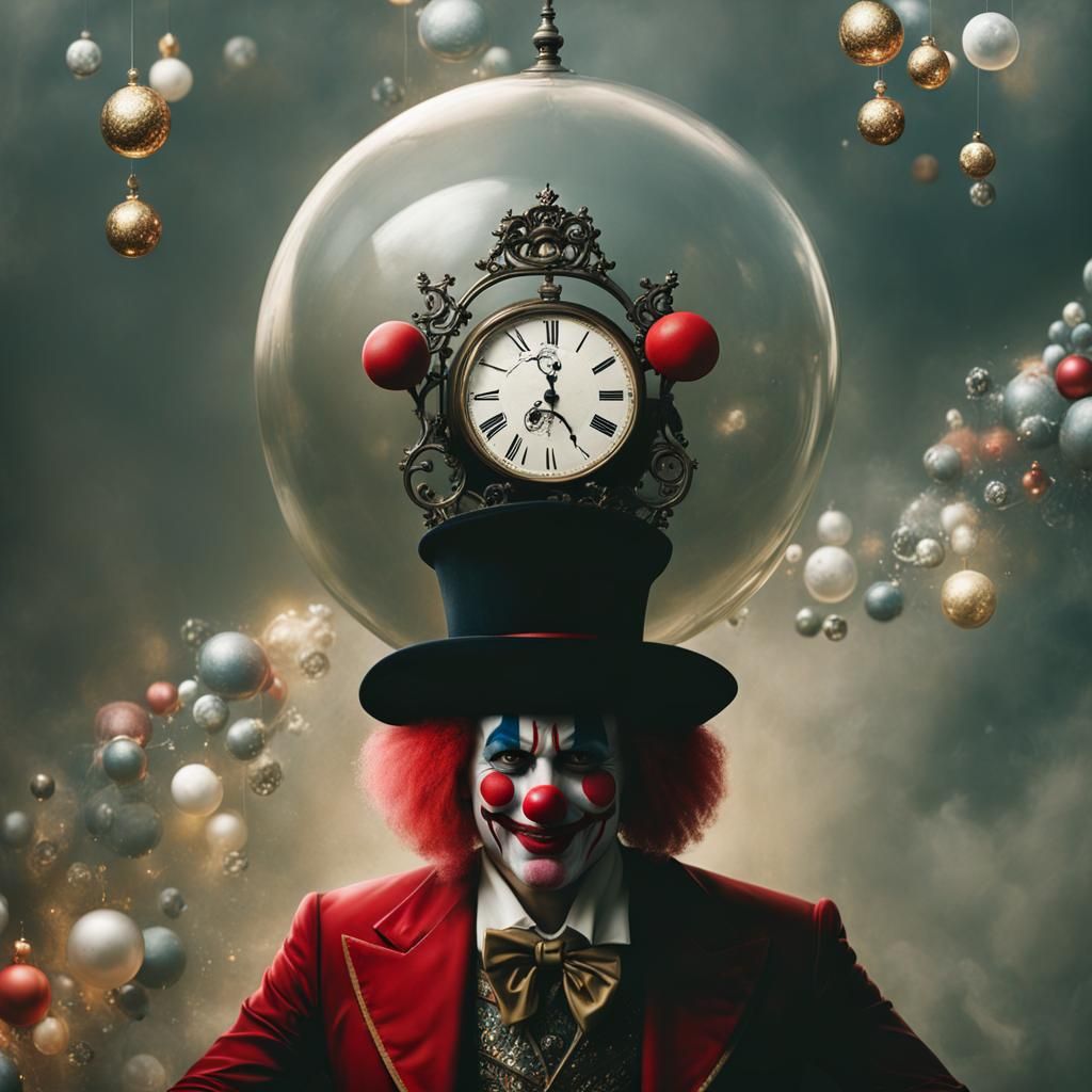 Grandfather Time with Clock, Detailed Fantasy Art